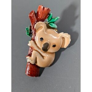 Vintage JJ Jonette Koala Bear Enamel Tack Pin Cute Animal Brooch